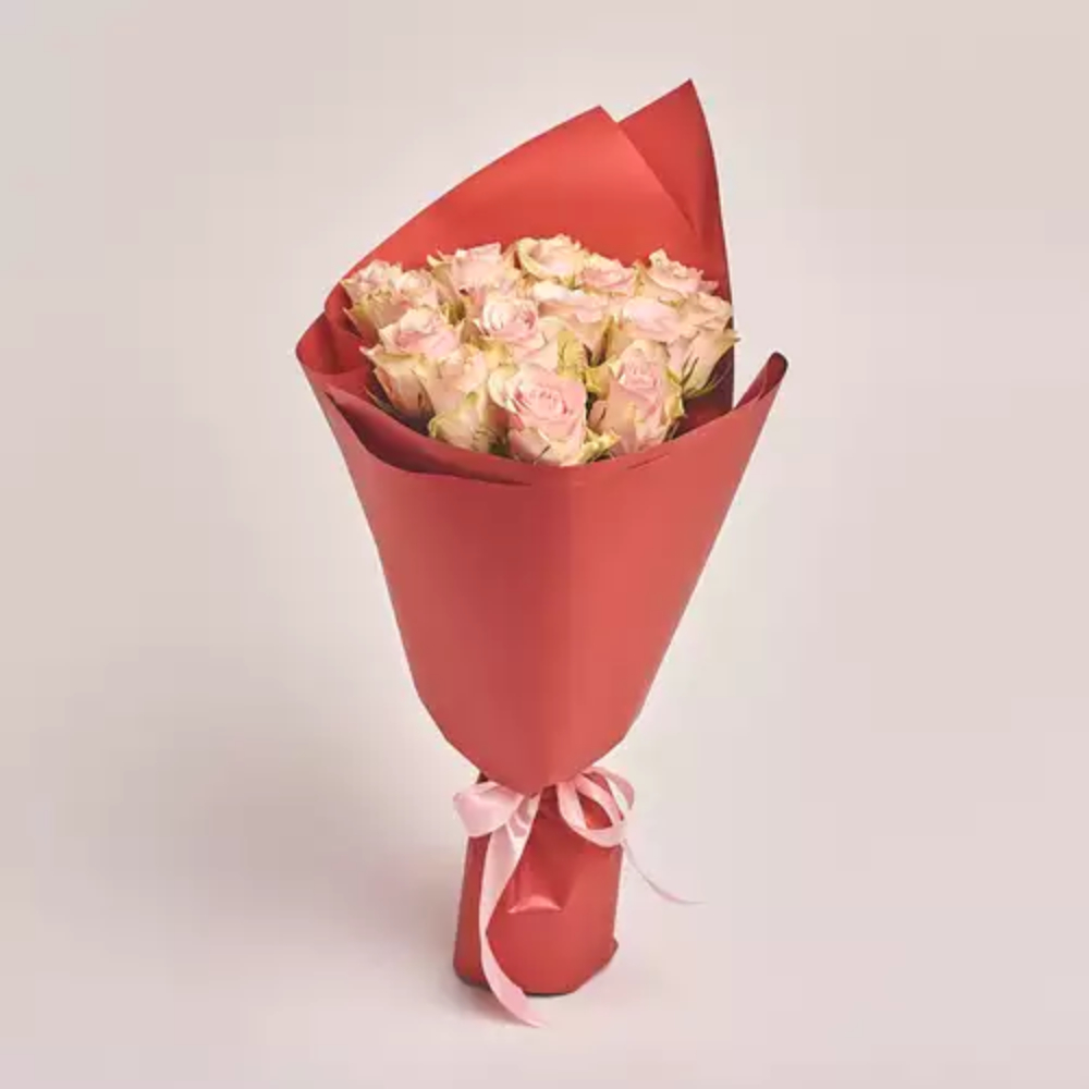 Fresh pink roses bouquet wrapped in elegant pastel paper with premium finishing and a soft ribbon, perfect for romantic gifting, anniversaries, and same-day flower delivery in Dubai.