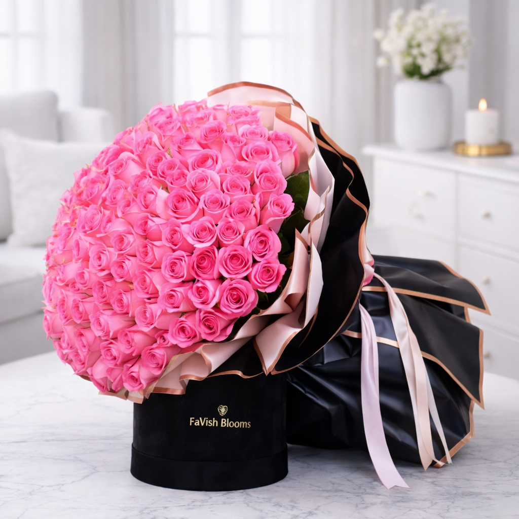 Elegant soft pink rose arrangement romantic gift bouquet