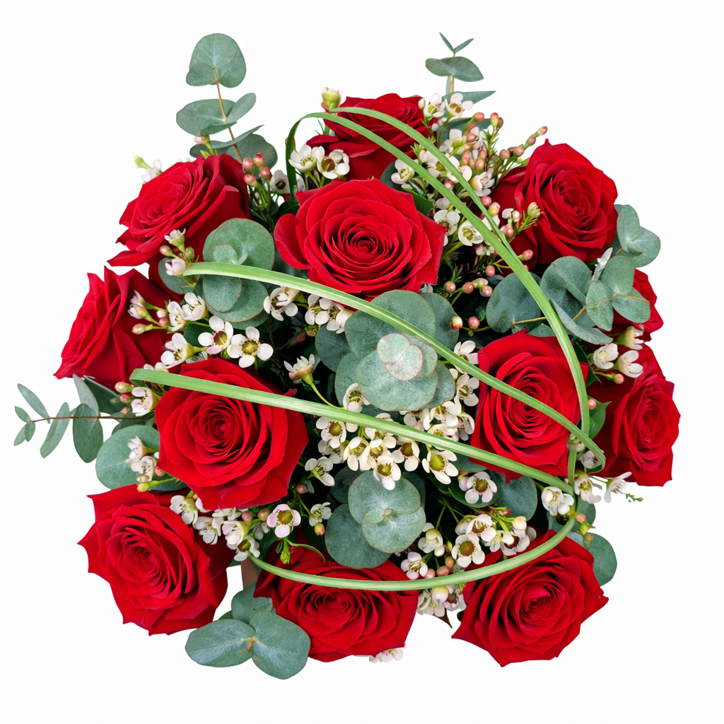 Romantic red rose floral arrangement for Valentine’s Day gift