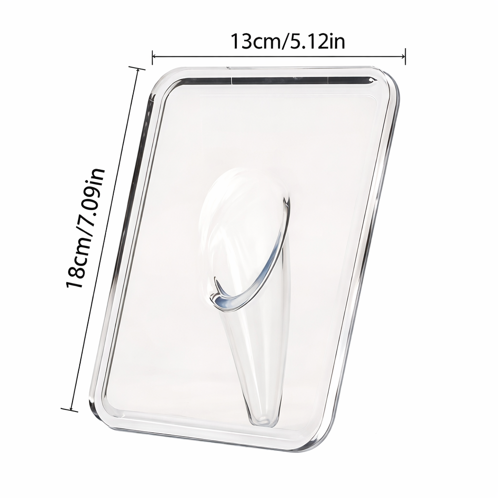 Clear acrylic frame vase with built-in cone-shaped water holder, dimensions 13cm × 18cm (5.12in × 7.09in).