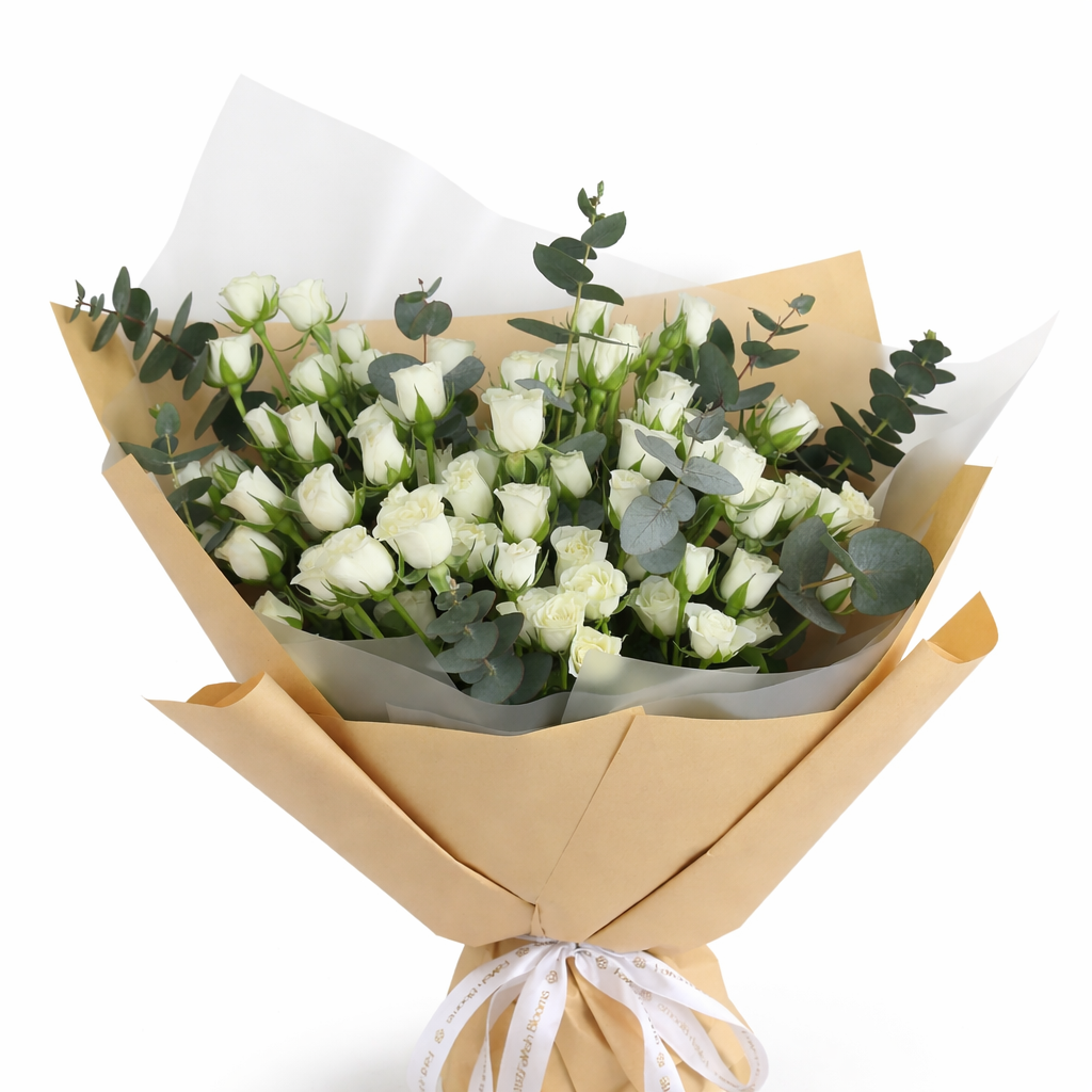 21 White Elegance Spray Roses Bouquet