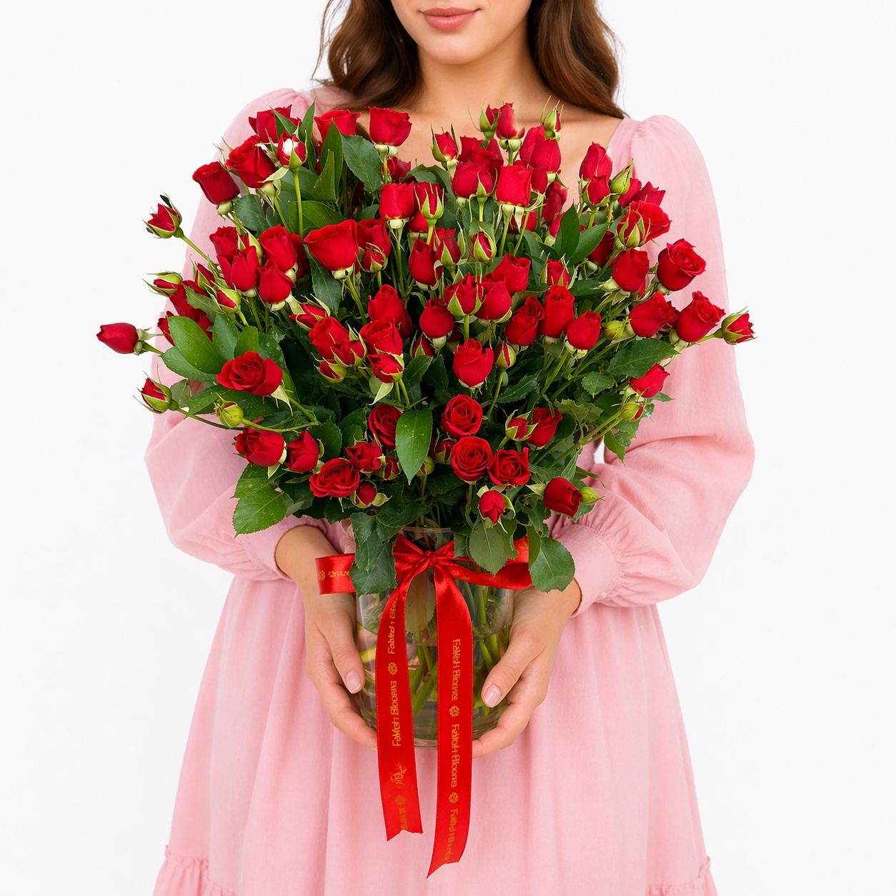 15 Red Spray Rose Passion Vase