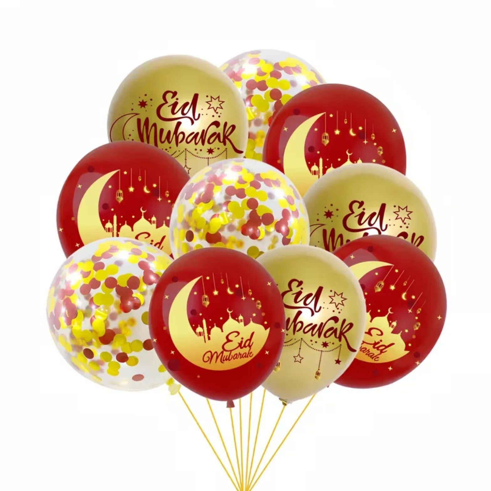 Eid Mubarak red gold balloon bouquet