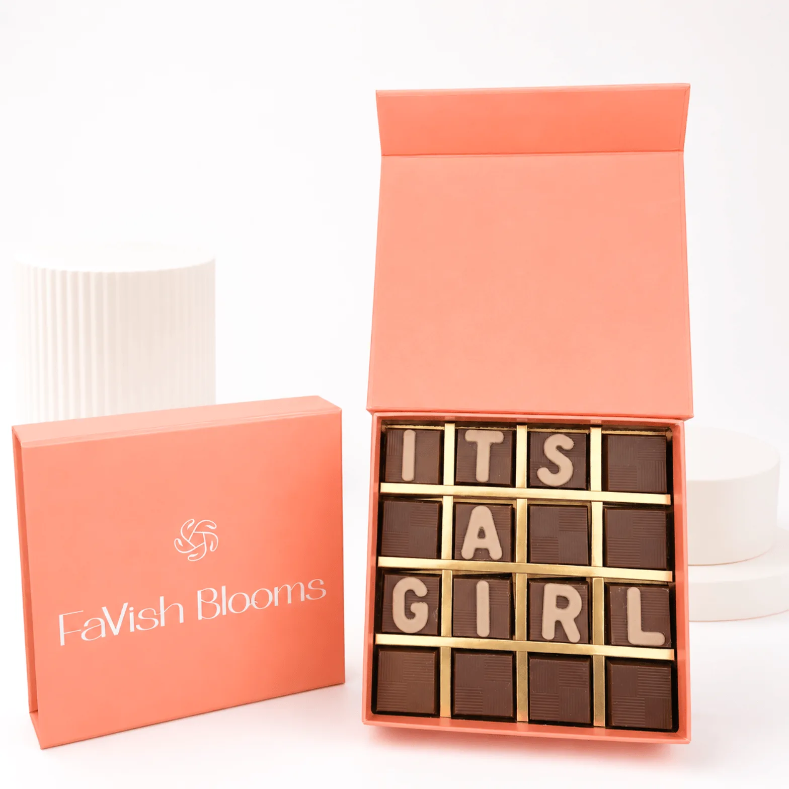 Luxury “It’s a Girl” chocolate gift box by FaVish Blooms