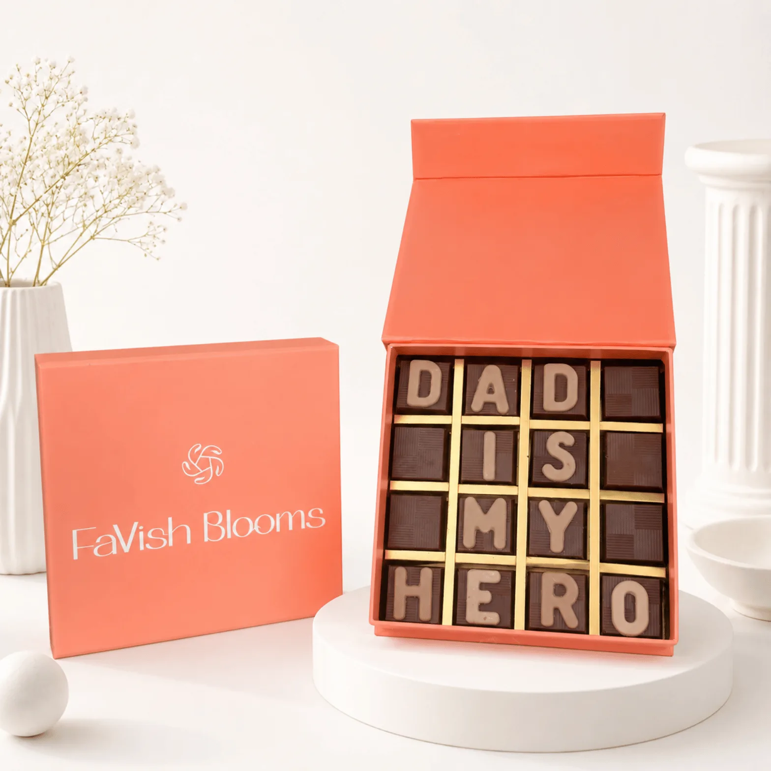 Luxury “Dad Is My Hero” chocolate gift box by FaVish Blooms