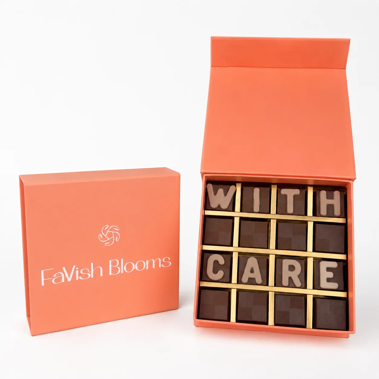 Luxury “With Care” chocolate gift box by FaVish Blooms
