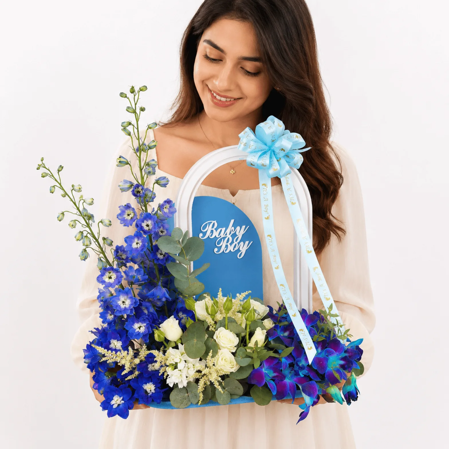 Welcome Baby Boy Floral Tray