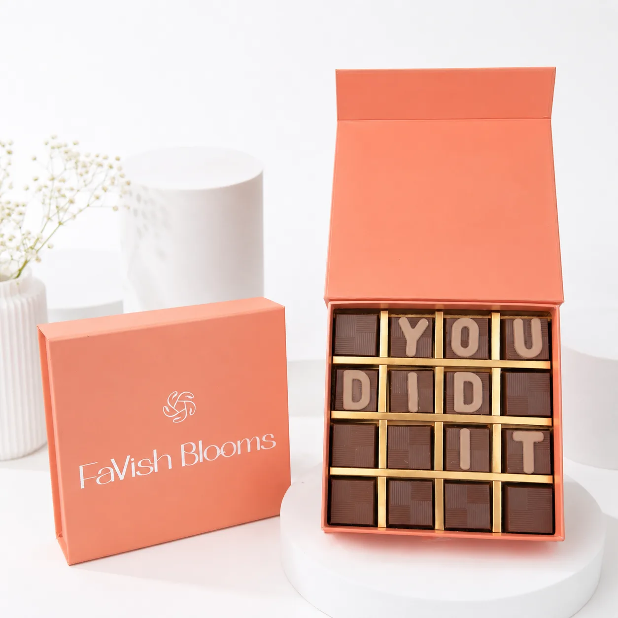 You Did It personalized chocolate gift box by Favish Blooms.
